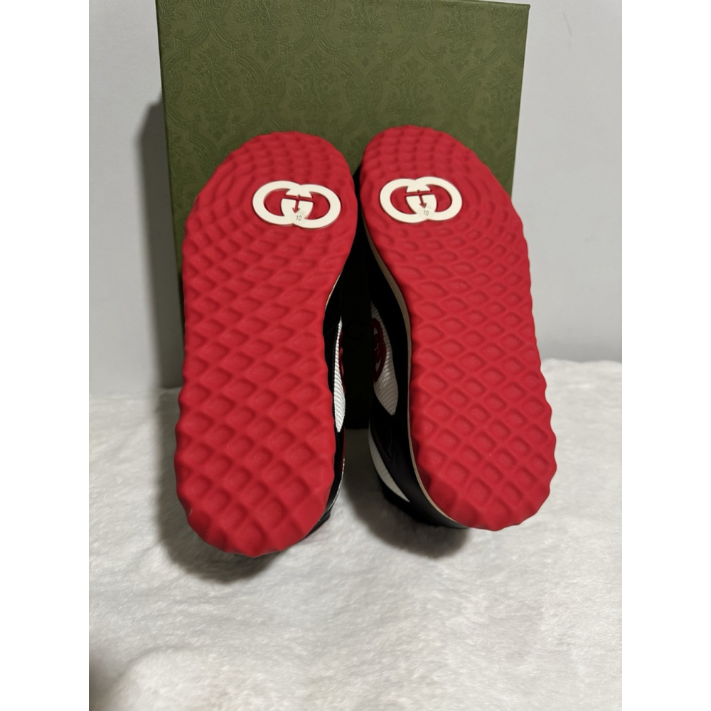 Gucci MAC80 High Leather Black/White/Red Sneakers Men Sz 10 (US 10.5) Authentic - Picture 4 of 5